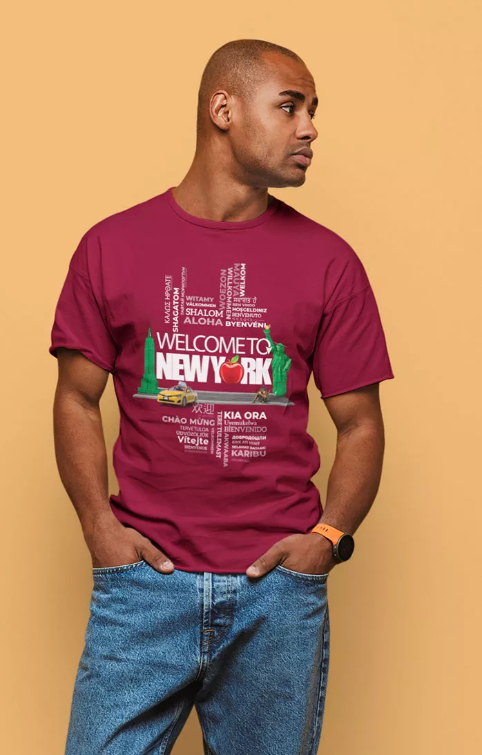 WTNY-T-Shirt-Burgundy Men's NY T-Shirt Fit - W2NY Branded - Burgundy - Image 1