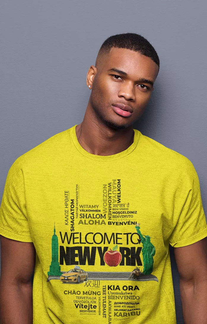 WTNY-T-Shirt-Yellow Men's NY T-Shirt Fit - W2NY Branded - Yellow - Image 1